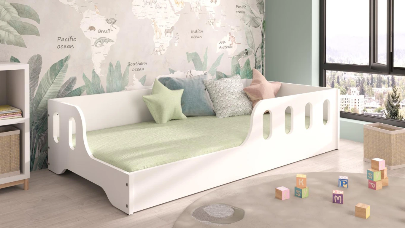 Dětská Montessori postel COCO 140x70 cm + MATRACE - bílá | e-shop MAXMAX.cz