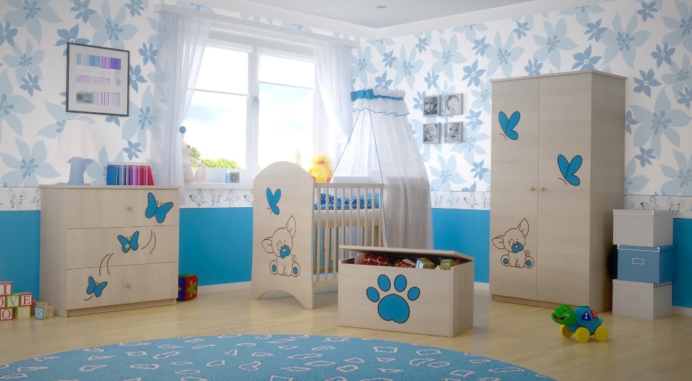 Dětská pokojová sestava s výřezem PEJSEK - modrá