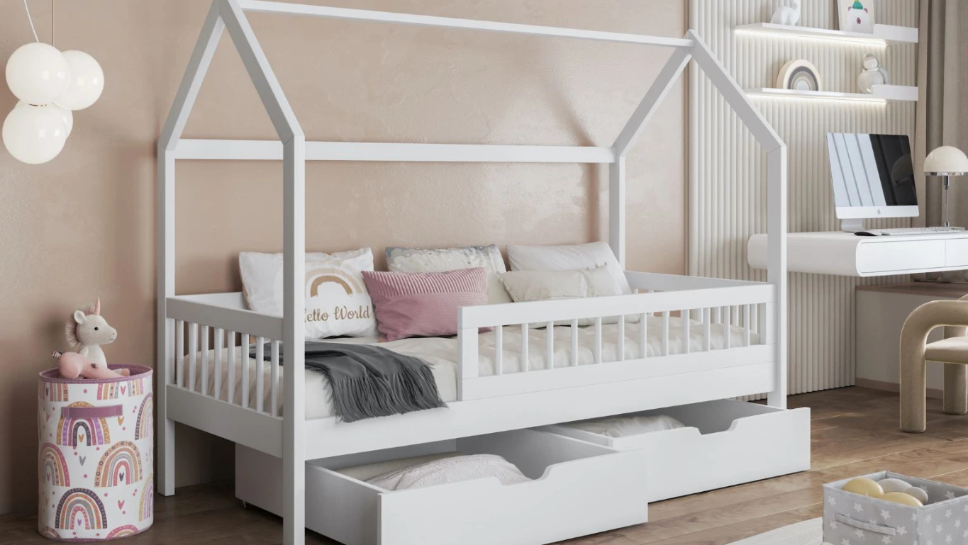 Detská domčeková posteľ z masívu borovice GAJA so šuplíkmi | MAXMAX.sk