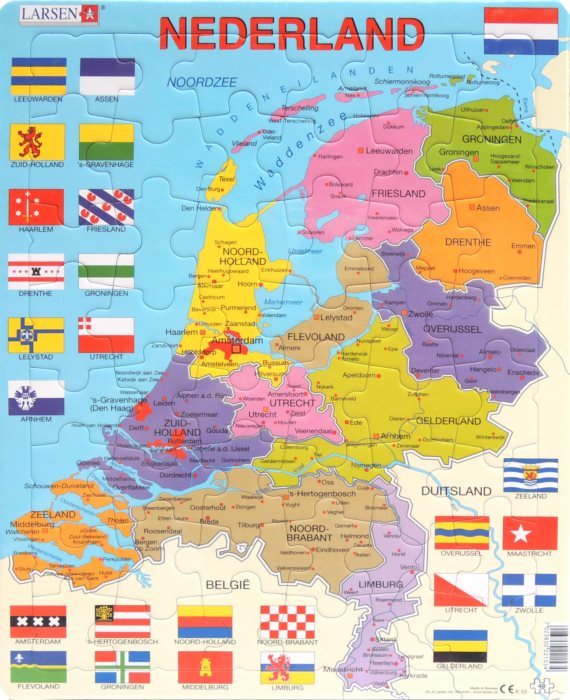 LARSEN Puzzle Nizozemsko - politická mapa 48 dílků | e-shop MAXMAX.cz