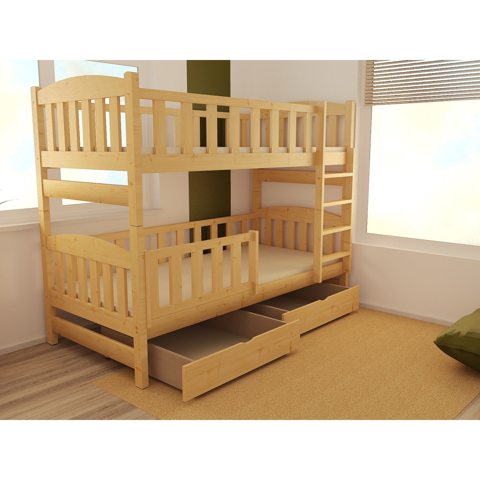 Detska Patrova Postel Z Masivu 200x90cm Se Supliky Pp013 E