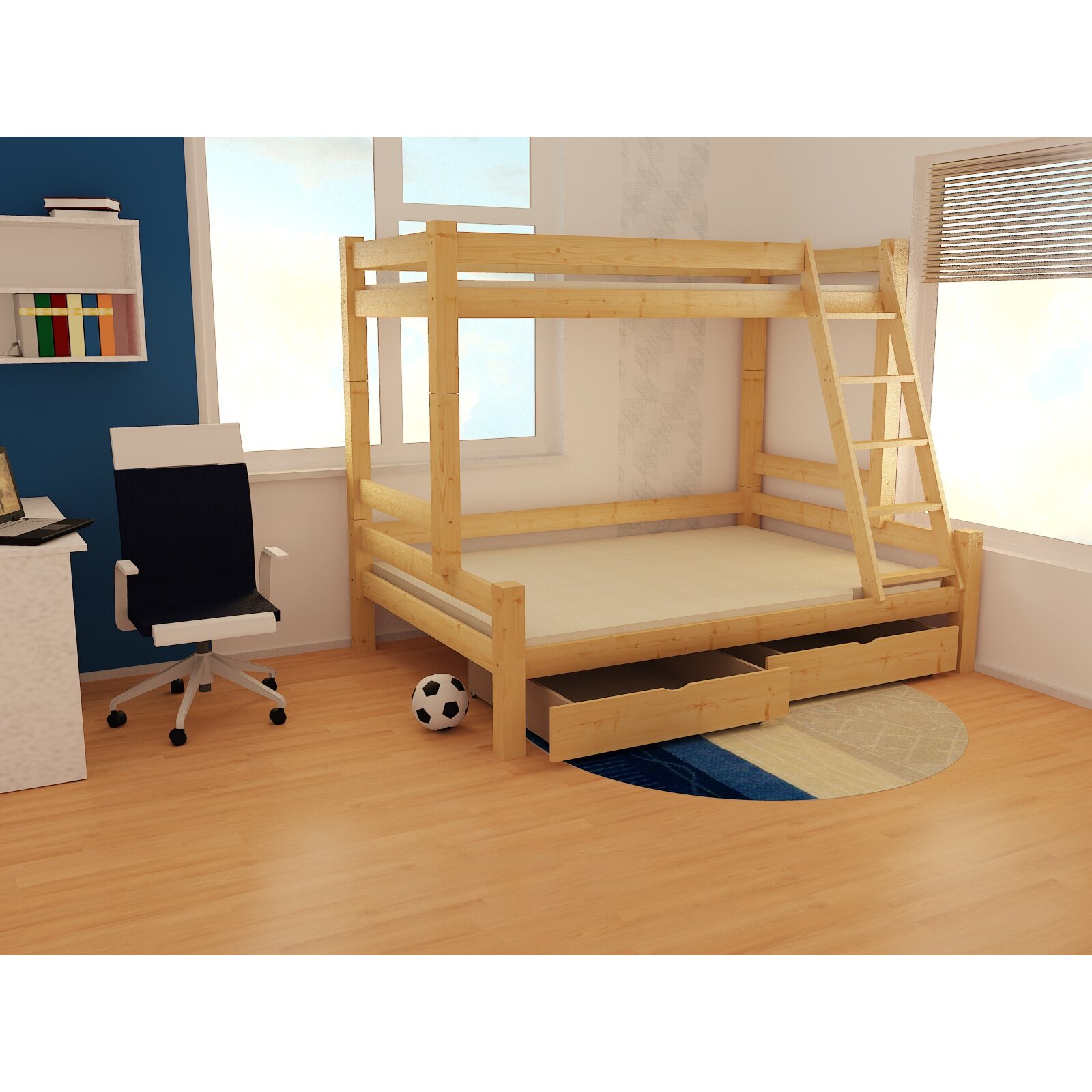 Detska Patrova Postel S Rozsirenym Spodnim Luzkem Z Masivu Robust 8x8 6a 200x100 Cm E Shop Maxmax Cz