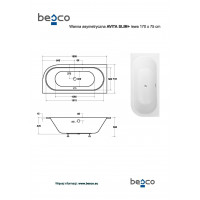 Asymetrická vana AVITA SLIM+