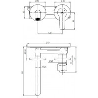 Podomítková umyvadlová baterie TORINO-1F set Černá