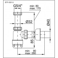 Umyvadlový sifon STY-531-3