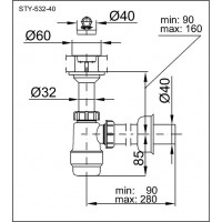 Umyvadlový sifon STY-532-40