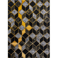 Kusový koberec Gloss 400B 86 3D geometric black/gold