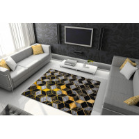 Kusový koberec Gloss 400B 86 3D geometric black/gold