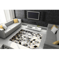 Kusový koberec Gloss 409A 82 3D cubes black/gold/grey