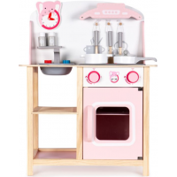 ECOTOYS Dřevěná kuchyňka růžová