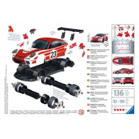 RAVENSBURGER 3D puzzle Porsche 911 GT3 Cup Salzburg design 136 dílků