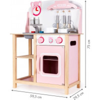 ECOTOYS Dřevěná kuchyňka růžová