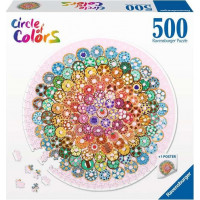 RAVENSBURGER Kulaté puzzle Kruh barev: Donuty 500 dílků