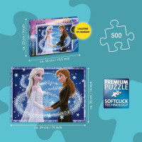 RAVENSBURGER Svítící puzzle Ledové království: Sestry Anna a Elsa 500 dílků