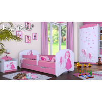 Dětská postel se šuplíkem 180x90cm PRINCEZNA A KONÍK - růžová