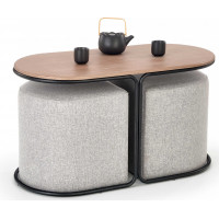 Konferenční stolek s taburety PAMELA - ořech/černý/šedý