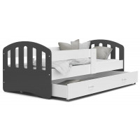 Dětská postel se šuplíkem HAPPY - 180x80 cm - bílo-šedá
