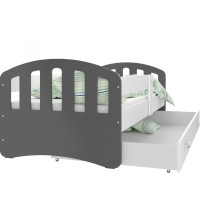 Dětská postel se šuplíkem HAPPY - 180x80 cm - bílo-šedá