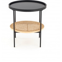 Konferenční stolek KAMA - černý/přírodní ratan
