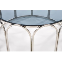 Konferenční stolek OLÍVIE - stříbrný/kouřové sklo