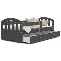 Dětská postel se šuplíkem HAPPY - 140x80 cm - šedá