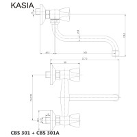 Dřezová nástěnná baterie, Kasia, 100 mm, s ramínkem trubkovým ø 18 mm - 200 mm, chrom