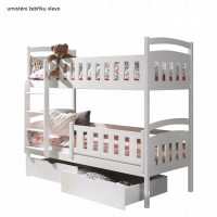 Dětská patrová postel z masivu borovice DOMINIK II se šuplíky - 200x90 cm - šedá