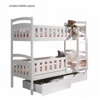 Dětská patrová postel z masivu borovice DOMINIK II se šuplíky - 200x90 cm - šedá