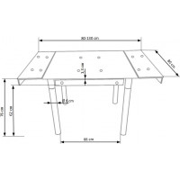 Jídelní stůl KEN 80(130)x80x76 cm - rozkládací - sklo/černý