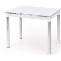 Jídelní stůl LOGY - 96(142)x70x75 cm - rozkládací - sklo/bílý