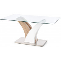 Jídelní stůl VILMA 160x90x76 cm - dub sonoma/bílý/sklo