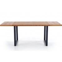 Jídelní stůl HORYMÍR - 126(206)x80x76 cm - rozkládací - světlý dub/černý