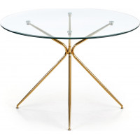Jídelní stůl RON 110x74 cm - sklo/zlatý