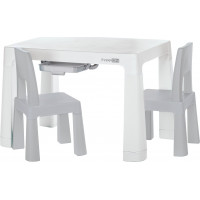 FREEON Plastový stolek s židlemi Neo, bílá,šedá