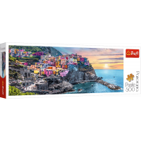 TREFL Panoramatické puzzle Vernazza při západu slunce, Itálie 500 dílků