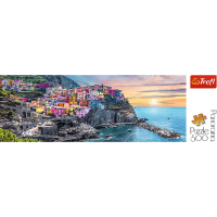 TREFL Panoramatické puzzle Vernazza při západu slunce, Itálie 500 dílků