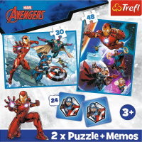 TREFL Sada 3v1 Avengers: Hrdinové v akci (2x puzzle + pexeso)