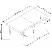 Jídelní stůl CARTER - 140(180)x80x74 - rozkládací - přírodní/černá