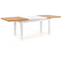 Jídelní stůl LEO - 160(250)x90x77 cm - rozkládací - bílý/dub medový