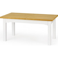 Jídelní stůl LEO - 160(250)x90x77 cm - rozkládací - bílý/dub medový