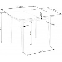 Jídelní stůl BRAD - 140(185)x80x75 cm - rozkládací - bílý/dub lefkas