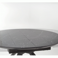 Jídelní stůl VERNER - 130(180)x130x76 cm - rozkládací - černý mramor/černý
