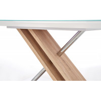 Jídelní stůl KANE - 160x90x76 cm - bílý/dub sonoma