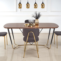 Jídelní stůl MARCUS - 180x90x76 cm - ořech/černý/zlatý