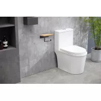 Držák toaletního papíru SCANDI s poličkou - bambus/kov - černý