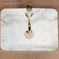 Keramické umyvadlo Rea KELLY MINI AIAX - dekor kamene - bílé/šedé lesklé