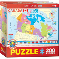 EUROGRAPHICS Puzzle Mapa Kanady 200 dílků