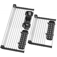 Odkapávací teleskopická podložka na dřez 32x33-58 cm - černá