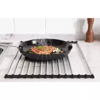 Odkapávací teleskopická podložka na dřez 32x33-58 cm - černá