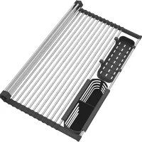 Odkapávací teleskopická podložka na dřez 32x33-58 cm - černá